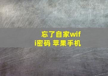 忘了自家wifi密码 苹果手机